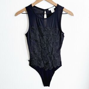 Miley + Molly Bodysuit Womens Small Black Mesh Sheer Nylon Ballet‎ Fairy Grunge